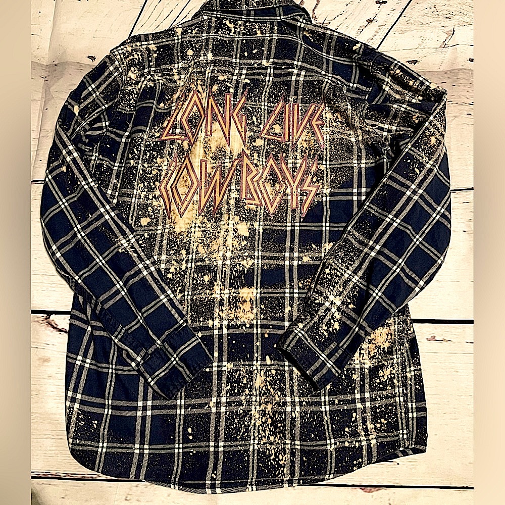 LONG LIVE COWBOYS  • WRANGLER• small• upcycled• "long live cowboys"• flannel
